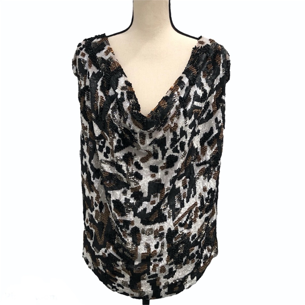 MALANDRINO SILK WITH SEQUIN CAMOUFLAGE DESIGN TUNIC/TOP/MINI DRESS